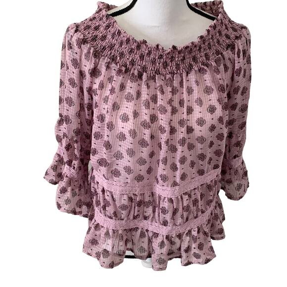 EYESHADOW LONG SLEEVE PULL-OVER BLOUSE, JUNIORS/WOMENS L, LIGHT & DARK PURPLE - Picture 5 of 11